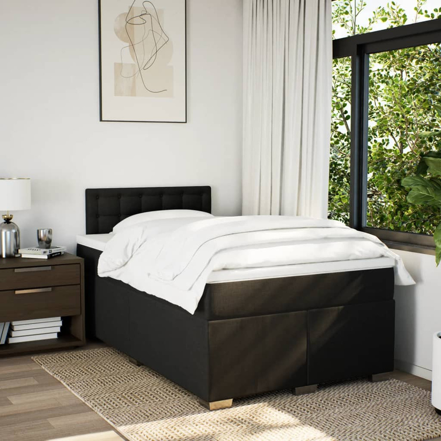 vidaXL Boxspringbett mit Matratze Hybrid-System in Schwarz, B/T/H: 120 x 200 x 100,5 cm - Bild 4