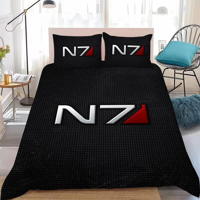 Mass Effect N-N7 Bettwäsche-Set Home Style aus Microfaser, 3-teilig, Schwarz, B/H: 135 x 200 cm - Bild 1