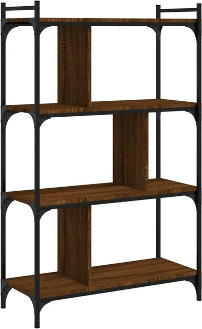 vidaXL Bücherregal mit 4 Böden in Eiche Braun aus Holzwerkstoff und Metall, B/T/H: 76 x 32 x 123 cm - Bild 1
