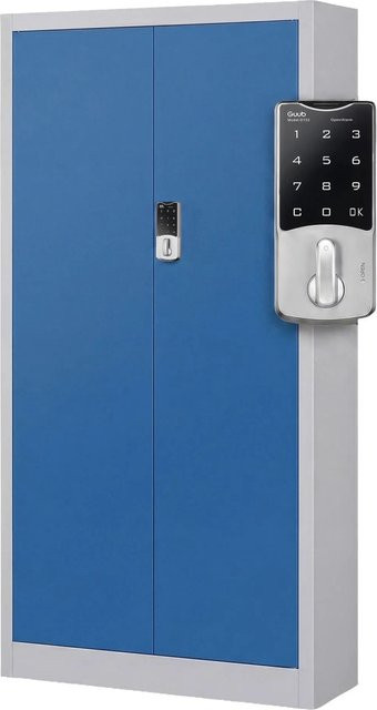JAN NOWAK Büro-Aktenschrank DANIEL mit elektronischem Zahlenschloss aus Metall in Grau-Blau, H x B x T: 185 x 90 x 40 cm - Bild 1