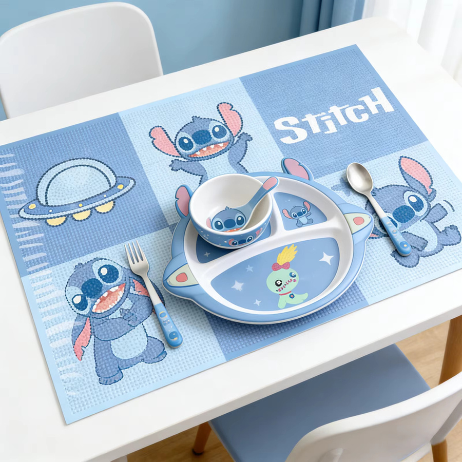 Potdemiel Stitch Diamant-Kunst Tischset für Kinder, blau, wasserdichtes PVC-Tischset mit Cartoon-DIY-Muster - Bild 3