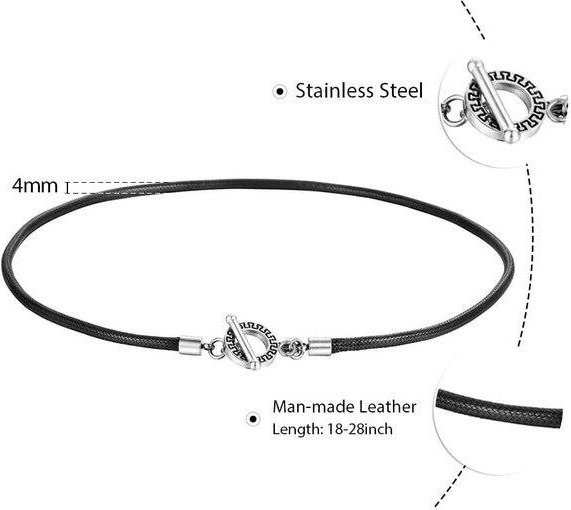 YIRAN Jewelry Halskette, Kunstleder, Schwarz, Herren, 50,8 cm - Bild 1