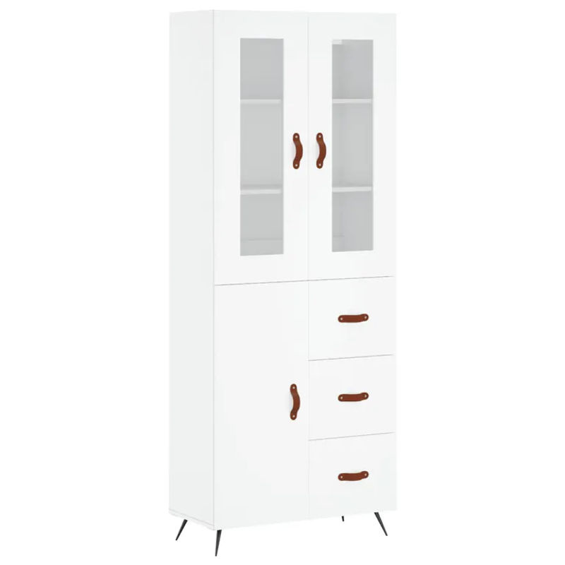 vidaXL Highboard Weiß mit Glastüren und Regalen, B/T/H: 69,5 x 34 x 180 cm - Bild 2