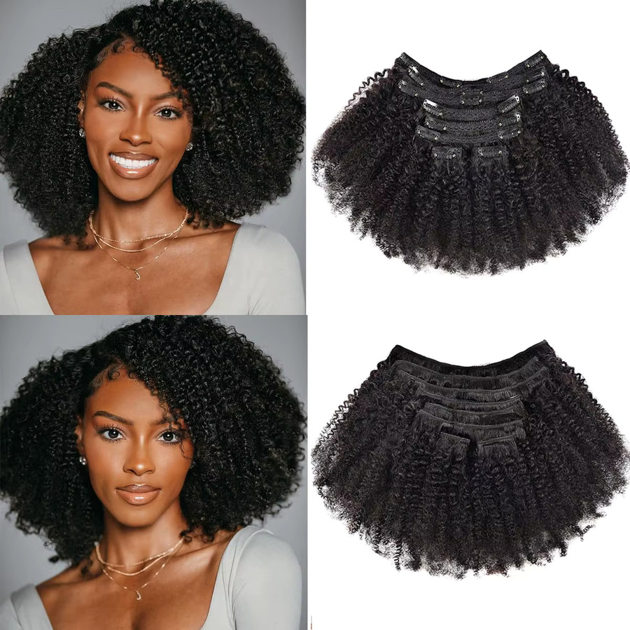 Dula A Hair Clip-In Haarverlängerungen Afro Kinky Locken, 8 Stück, 120g, Damen - Bild 7