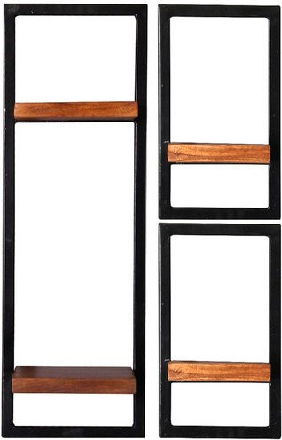 SIT Wandregal PANAMA mit 4 Fachböden aus Holz und Metall in Braun, B/T/H: 75 x 25 x 75 cm - Bild 1