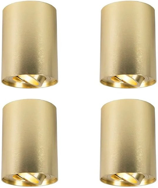 QAZQA 4er Set Rondoo up Deckenstrahler aus Messing in Gold, verstellbar und dimmbar, GU10 Aufbaustrahler aus Aluminium und Messing - Bild 1