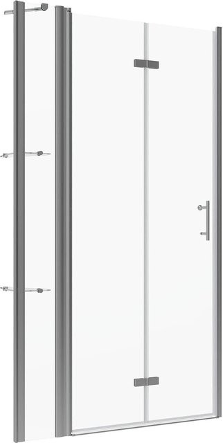 Aquabatos Dusch-Falttür Nischentür als Duschabtrennung mit Acryl-Eckablage und Nano-Beschichtung, Farbe: Transparent/Silber, B: 110 cm, H: 197 cm - Bild 1