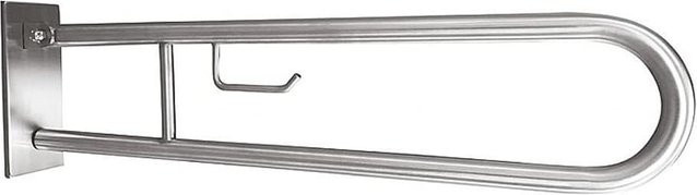 Brillantbad BELP Stützklappgriff in U-Form mit Toilettenpapierhalter aus Edelstahl gebürstet in Silber, B/T/H: 10,0 x 25,0 x 91,6 cm, 120 kg Traglast - Bild 1