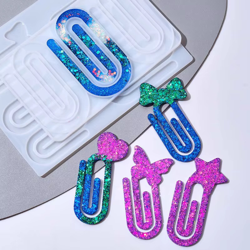Silikonform für DIY Büroklammer-Halter, Lesezeichen-Clips und Spiegel aus Epoxidharz, Mehrfarbig - Bild 3