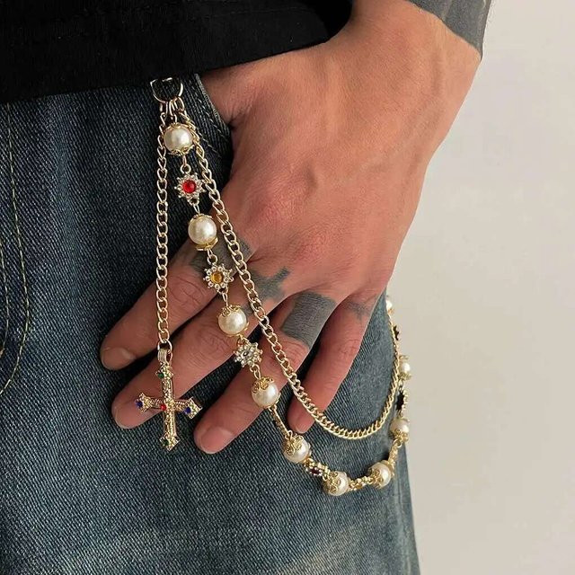 Salircon Anhänger Kreuz, Strass, Silber, Unisex, Punk - Bild 1