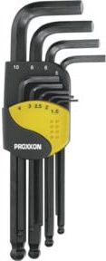 Proxxon Winkelschlüsselsatz für Innensechskant-Schrauben, 9-teilig, schwarz, aus Chrom-Vanadium-Stahl - Bild 1