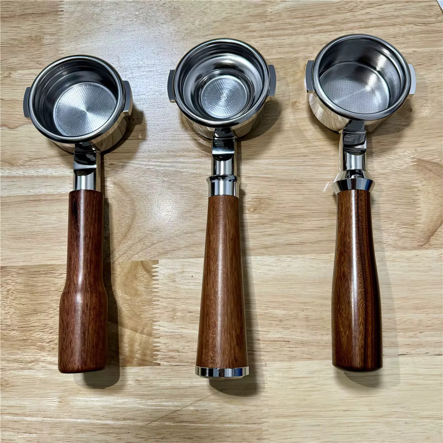 YUAN-ECT Bodenloser Siebträger mit Massivholzgriff für Breville BES900/920/980 in Braun inklusive 8g/18g/22g Siebkorb - Bild 2