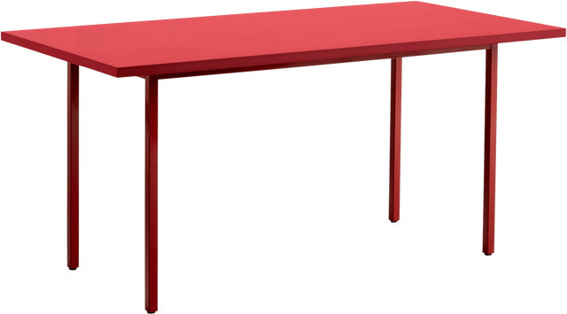 HAY Two Colour Rechteckiger Tisch in Rot aus Valchromat und Stahlrohr - Bild 1