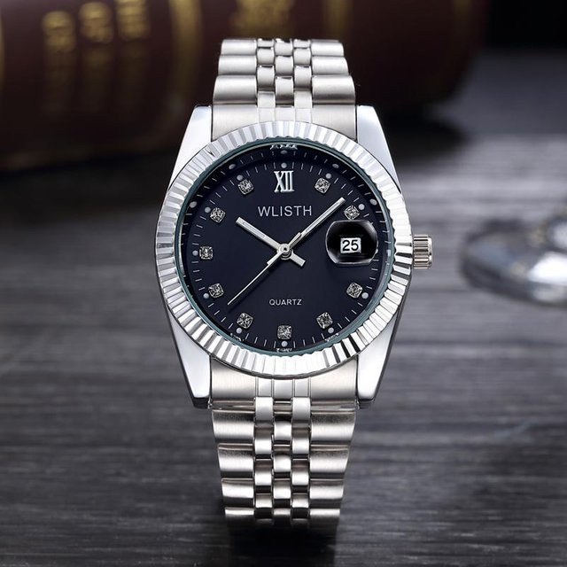 WLISTH Armbanduhr Quarz, Edelstahl, Schwarz, Silber, Herren - Bild 1