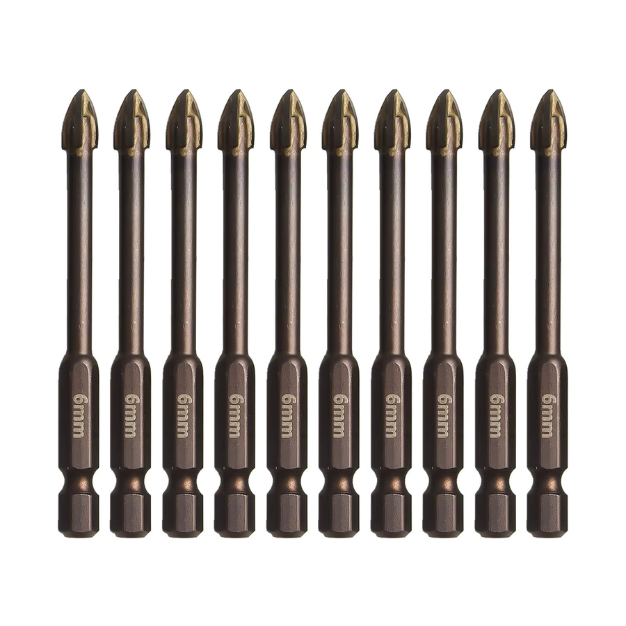 Vibratite 10er Set Kreuz Hex Bohrerbits für Glas, Keramik und Beton, Durchmesser: 6 mm - Bild 2