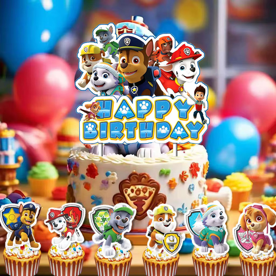 Paw Patrol Tortendekoration, Banner, Flaggen, Party-Aufsätze, Cupcake-Dekorationen - Bild 2