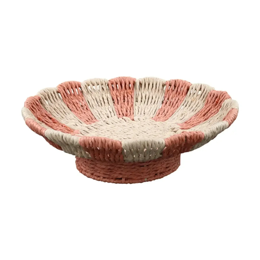 House of Nature Schale Netstal in Orange mit Streifenmuster im Boho-Stil, Durchmesser: 30 cm - Bild 1