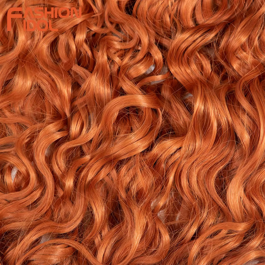 FASHION IDOL Angelina Hair Synthetisches Body Wave-Häkelhaar, Ombre Orange, Damen - Bild 4