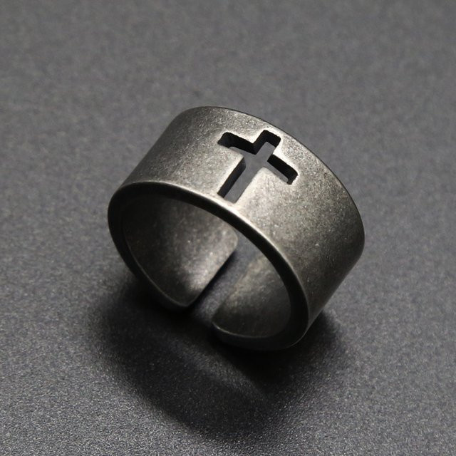 NORTHMAN Ring Edelstahl, Vintage, Kreuz, Herren - Bild 1