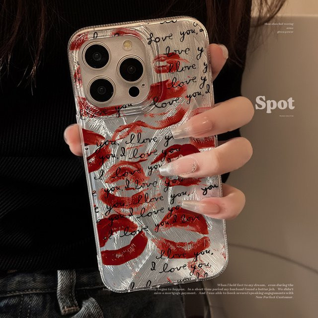 Stoßfeste iPhone Schutzhülle mit Lippenabdruck-Design in Transparent - Bild 1