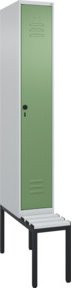 C+P Spind Classic PLUS Garderobenspind mit Sitzbank, 1 Abteil, Lichtgrau, B/T/H: 212,0 x 30,0 x 81,5 cm - Bild 1