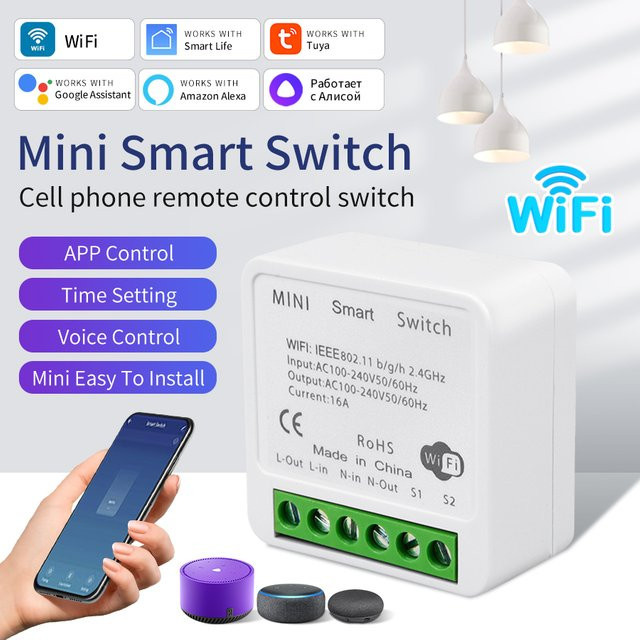 Tuya WiFi Smart Switch Modul mit RF 433MHz 2-Wege-Steuerung, weiß, kompatibel mit Alexa, Google Home und Smart Life App - Bild 1