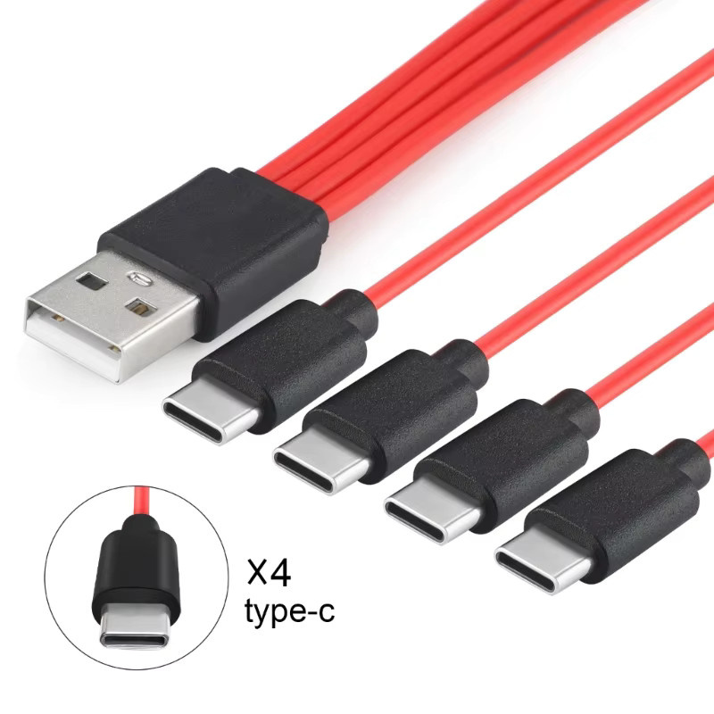 JAVRICK 4 in 1 USB-C Adapter mit Ladekabel und U-Disk-Funktion, Rot - Bild 3