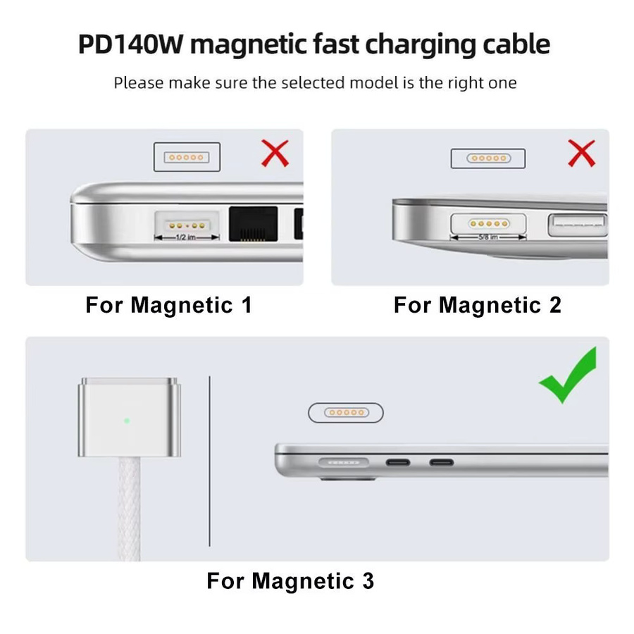 Apple USB Typ C zu MagSafe 3 magnetisches Ladekabel 140W, 2m, Blau - Bild 3