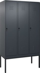 C+P Spind Classic PLUS Garderobenschrank aus Stahl mit 3 Abteilen, Anthrazit/Schwarz, H x B x T: 212 x 120 x 50 cm - Bild 1