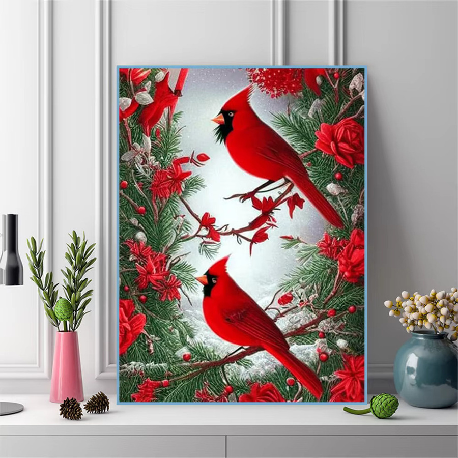 Evershine Diamant-Malerei Vogel- und Blumenmotiv als Bastelset mit Strasssteinen in Multicolour, B/H: 30 x 20 cm - Bild 3