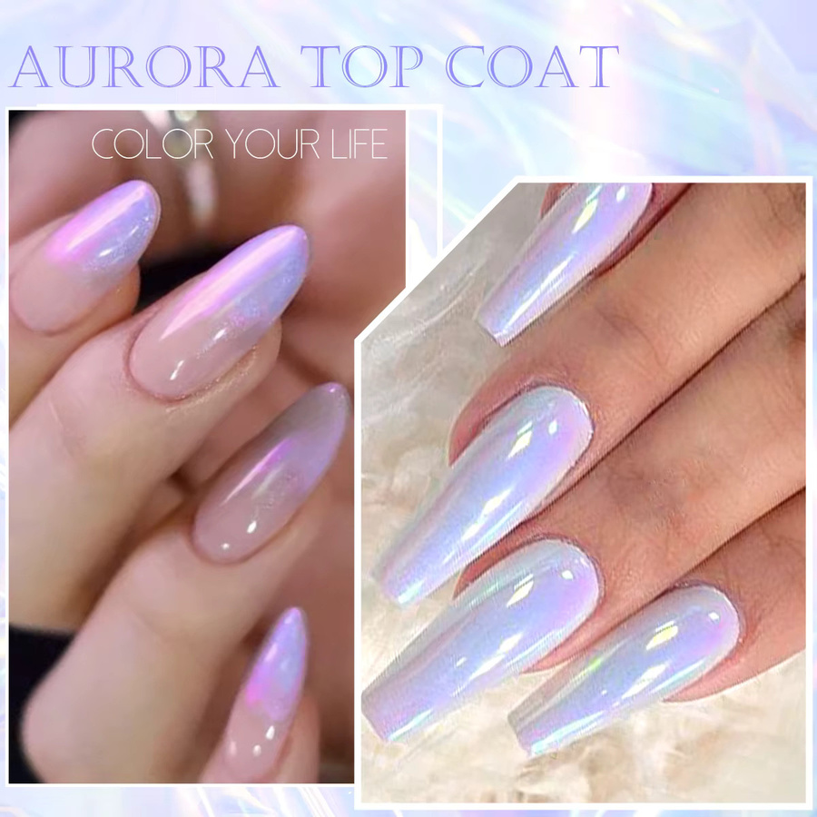 FOUR LILY Aurora Glitter 2 in 1 Top Coat Nagelgel, 7 ml, Blau Lila - Bild 4