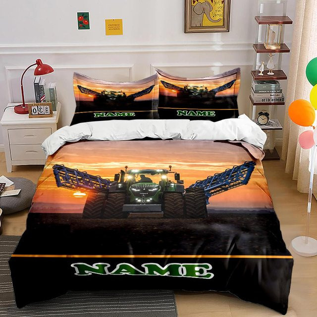 JMG Household Supplies Bettwäscheset mit Traktor-Print, 3-teilig aus Mikrofaser, Mehrfarbig, B/H: 135 x 200 cm - Bild 1