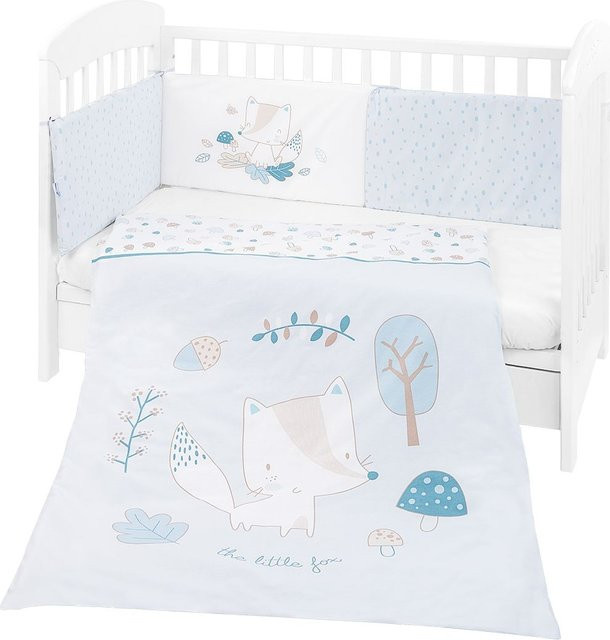 Kikkaboo 4-teiliges Bettwäsche-Set für Babys in Blau mit Decke, Bezug und Nestchen, Decke B x H: 135 x 95 cm, Nestchen B x T: 120 x 60 cm - Bild 1