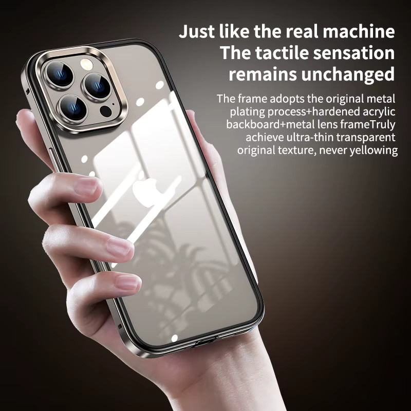 NYFundas Wüsten Titan Metall Bumper Fall Abdeckung für iPhone 16 Pro Max 15 Pro 14 Pro 13 Pro 12 Pro in Silber und Schwarz - Bild 4