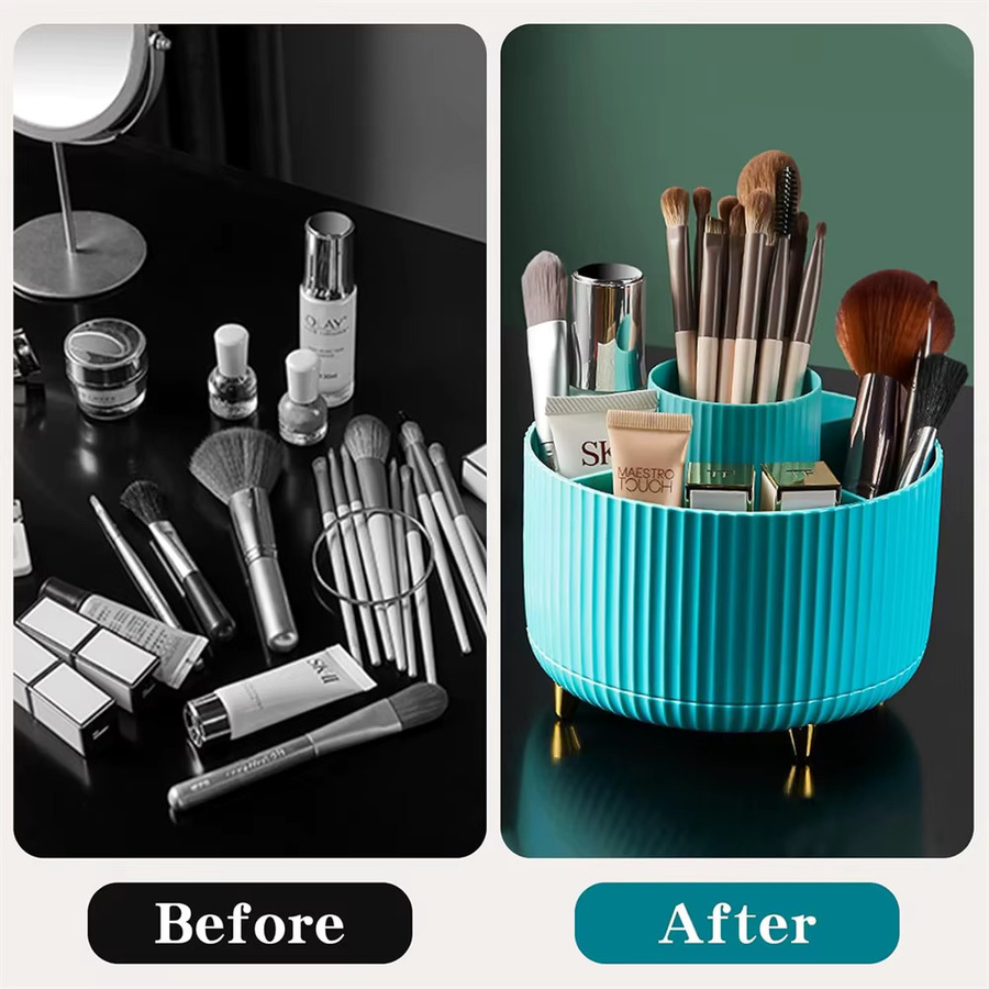 RUNTOIN 360 Grad drehbarer Make-up-Organizer aus Kunststoff als Kosmetik- und Schreibwaren-Aufbewahrungsbox - Bild 2