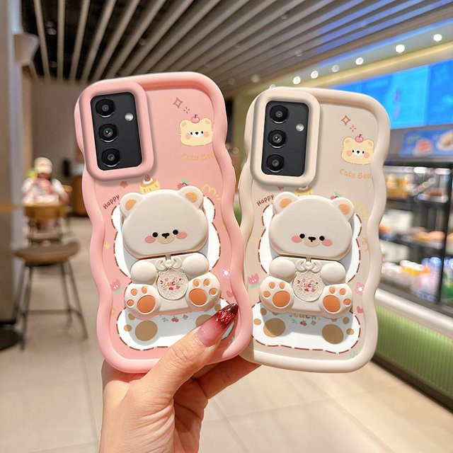 Samsung Handyhülle aus Silikon mit Wellenform und Katzen-Design für A55 A54 A53 A52 A51 A34 A33 A32 A25 A24 A23 A22 in Pink oder Purple - Bild 1
