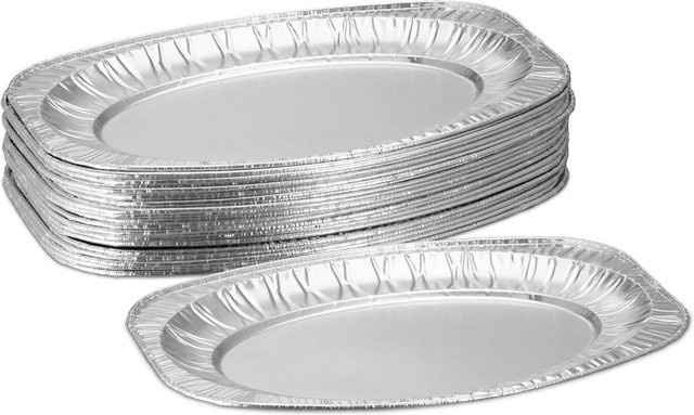 Relaxdays Servierplatten aus Aluminium im 25er Set, Silber, Hitzebeständig, B: 35 cm, T: 24 cm, H: 2,5 cm - Bild 1