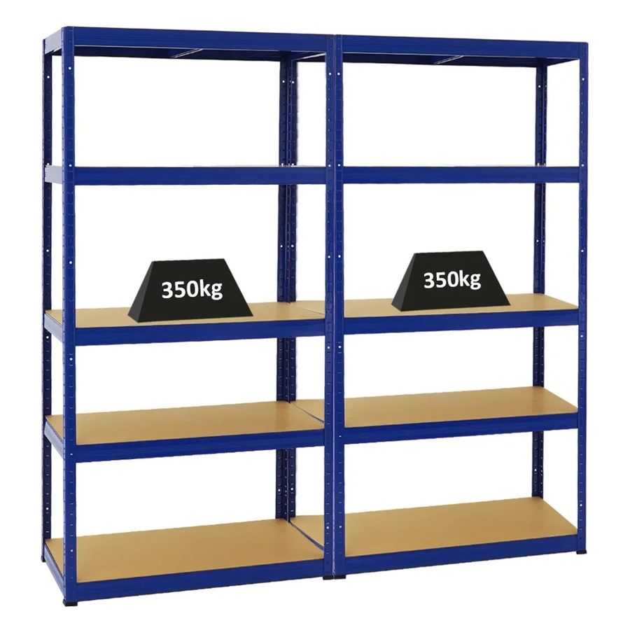 PROREGAL Schwerlastregal Slim Elephant Set aus 2 Stück, Blau, 5 Ebenen, H x B x T: 180 x 90 x 45 cm - Bild 2