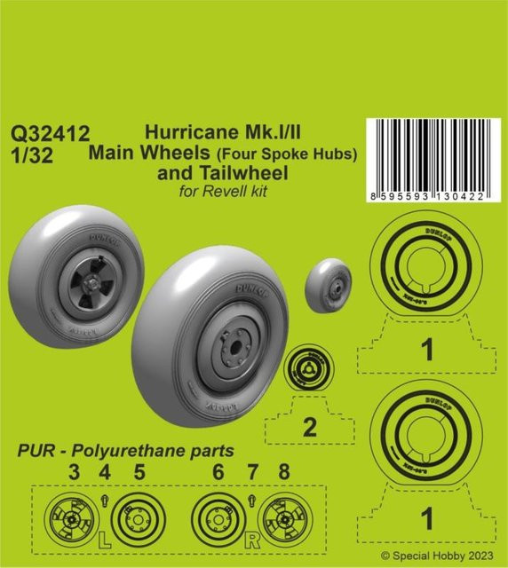 Revell Hurricane Mk.I/II Main Wheels (Four Spoke Hubs) and Tailwheel - Bild 1