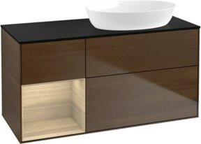 V&B Waschtischunterschrank Finion Wandbeleuchtung in Walnuss mit Eichenelementen, Breite: 120 cm, Tiefe: 50,1 cm, Höhe: 50,1 cm - Bild 1