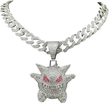 Talos Trinket Anhänger, Kubanische Halskette, Legierung, Silber, Kristall, Unisex - Bild 1