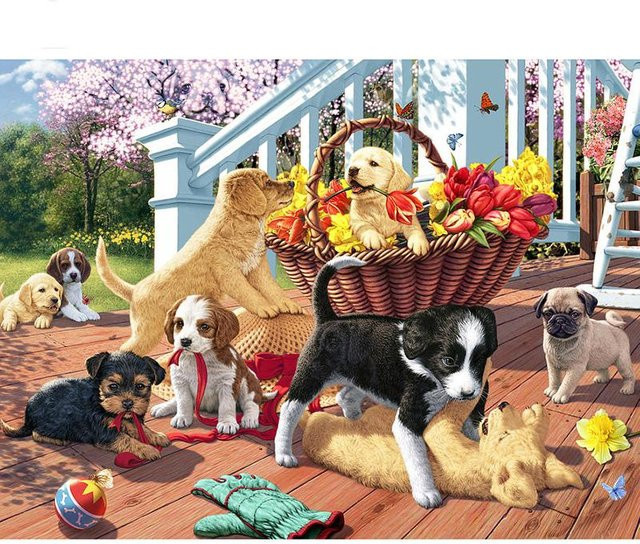 FIYO 5D Diamantstickerei Hund Motiv als Mosaik-Malerei in Grau, B/H: 20 x 30 cm - Bild 1