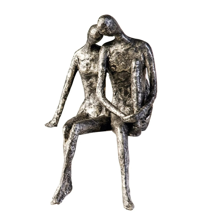 Gilde Skulptur Couple in Silberfarben, Tischdekoration für Erwachsene, Höhe: 25 cm, Breite: 18 cm, Tiefe: 12 cm - Bild 2