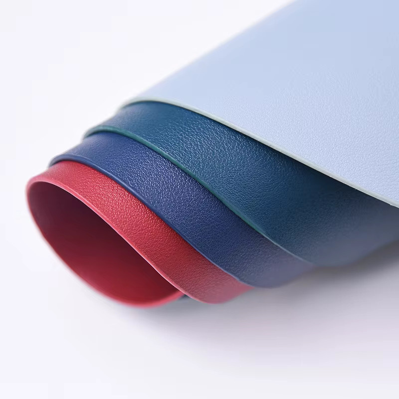 Inyahome Runde Tischsets und Untersetzer aus PU-Leder, Ölbeständig und Wasserdicht, Blau und Grün - Bild 3
