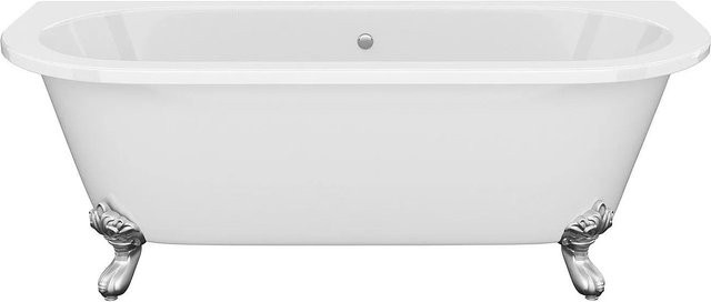 Freistehende Badewanne Sparus aus Acryl in Weiß im Vintage-Design, B/T/H: 170 x 74 x 74 cm - Bild 1