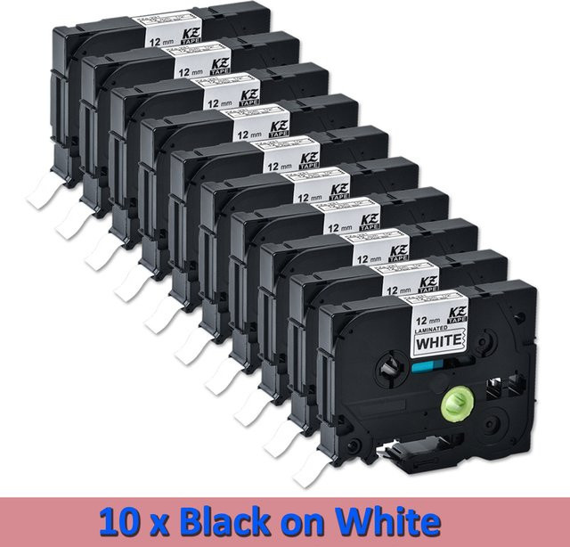 10er Set Brother TZe-231 Etikettenband Weiß, 12 mm Breite, kompatibel mit P-touch PT-H110, PT-710BT und PT-E550W - Bild 1