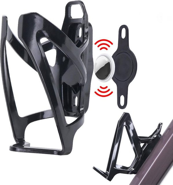 Fahrrad Flaschenhalter mit Apple AirTag Halterung für GPS Standortverfolgung in Schwarz - Bild 1