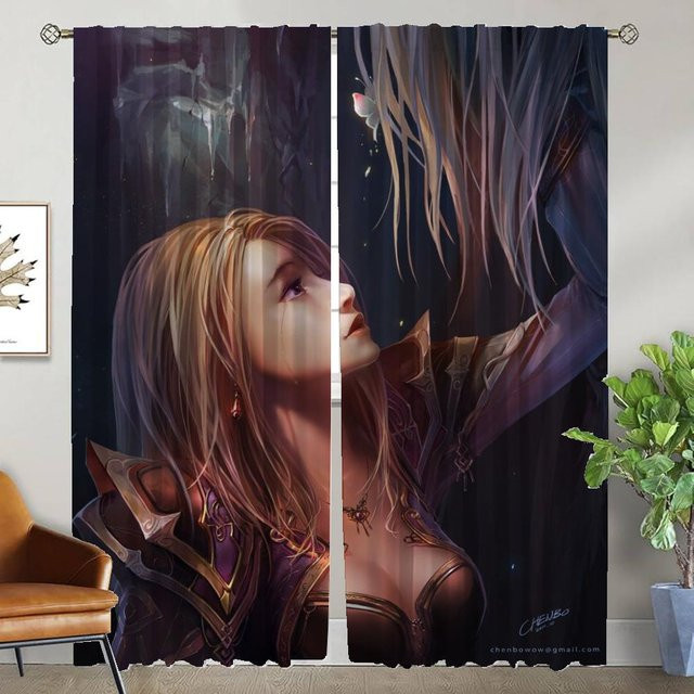Set aus 2 semi-transparenten Verdunkelungsvorhängen mit Grafikdesign für Wohnzimmer und Küche, Mehrfarbig, Breite: 50 cm, Höhe: 70 cm - Bild 1