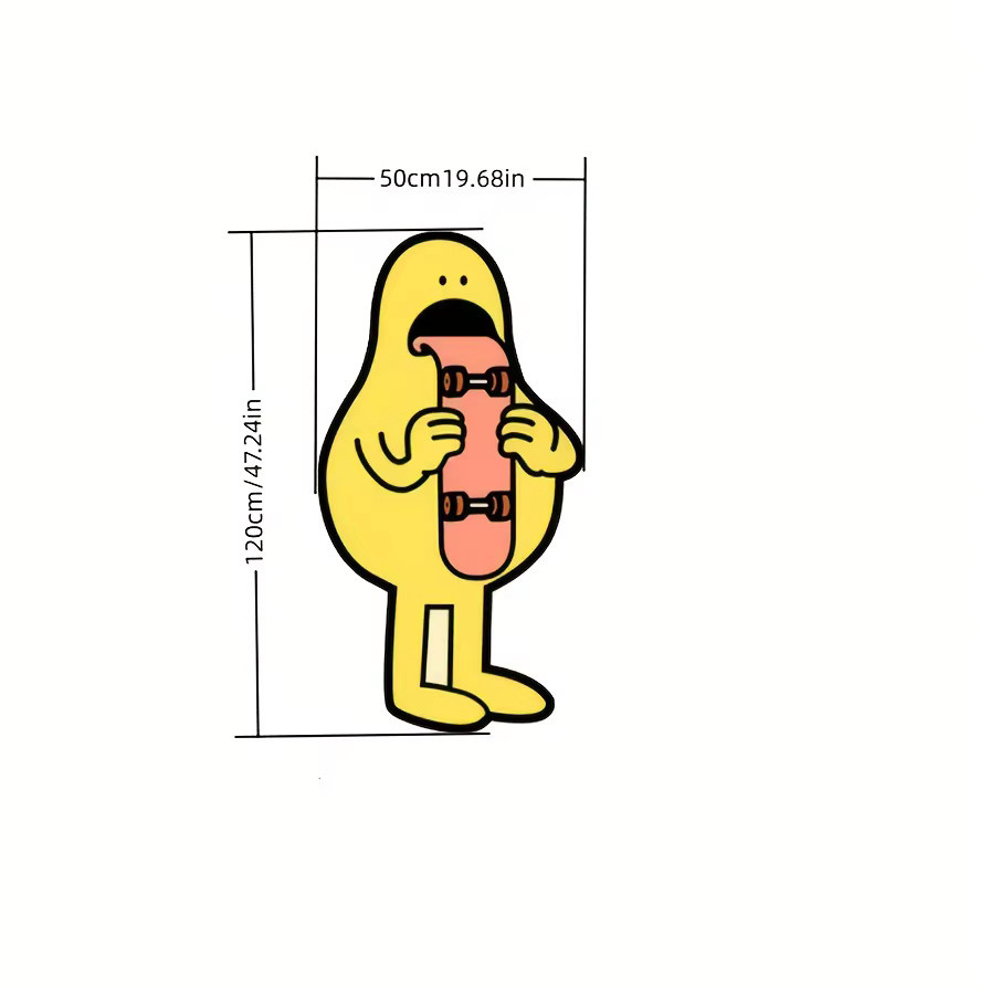 VIKAMA Fußmatte im Skateboard-Stil in Gelb, rutschfest und geräuschreduzierend, B/T: 120 x 50 cm - Bild 5