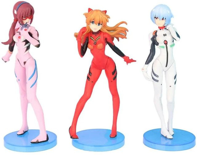 Neon Genesis Evangelion Anime Figur Eva Ayanami Rei Asuka Langley Soryu Makinami, Actionfigur, 3-teiliges Set, ab 14 Jahren - Bild 1